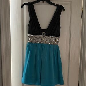 Elegant Black and Blue Studded Dress